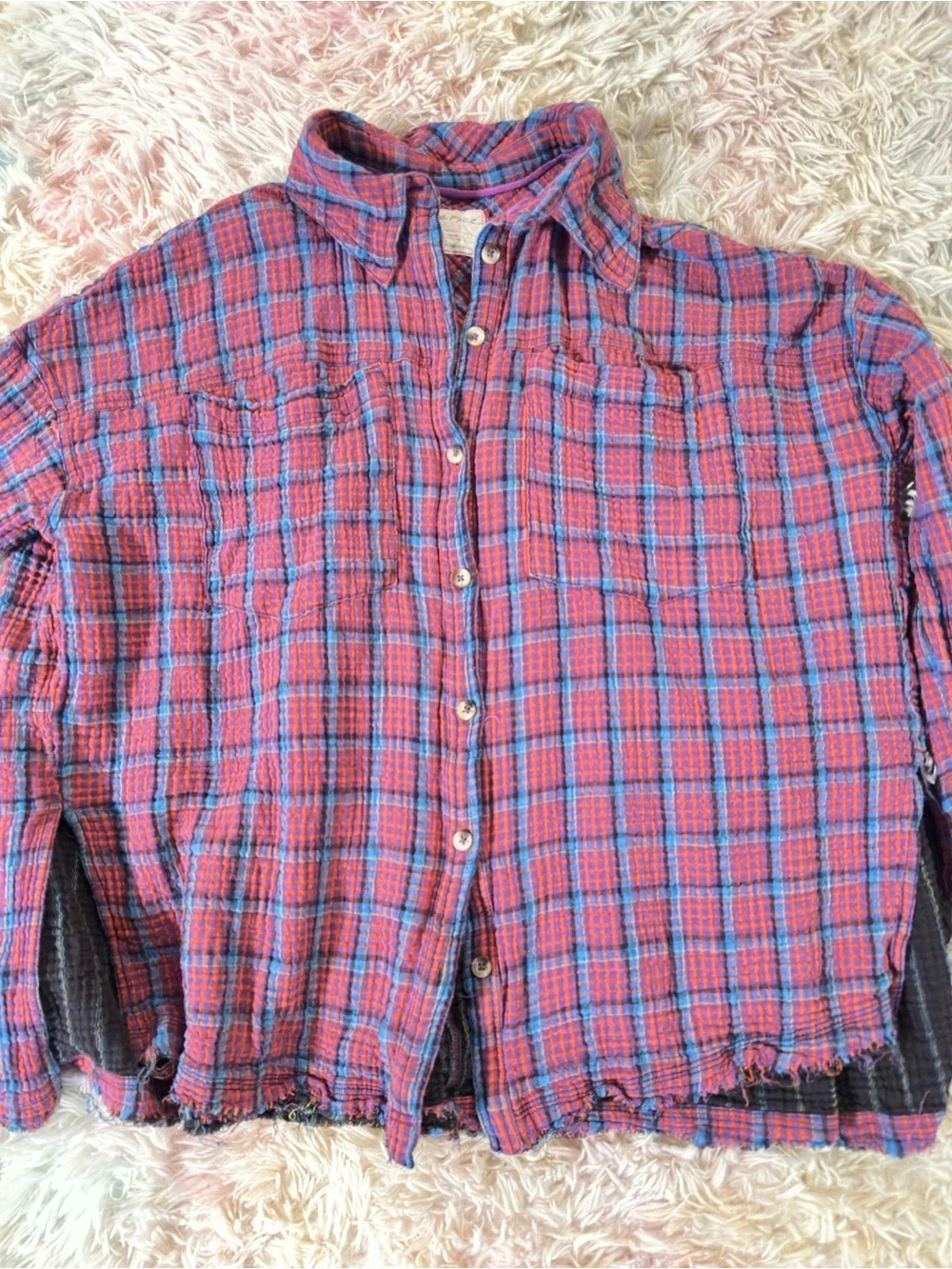 Free People We The Free Cardiff Plaid Button Down Shirt Size Medium
